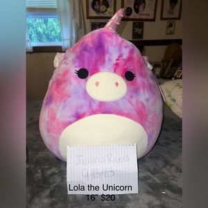 Squishmallows Lola the unicorn 16” Stuffed Plush
